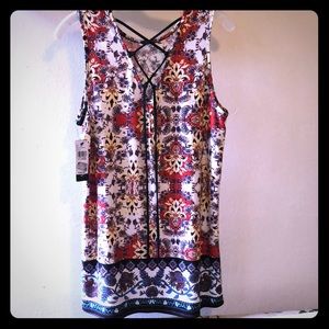 NWT XL AGB Floral Knit Career Top